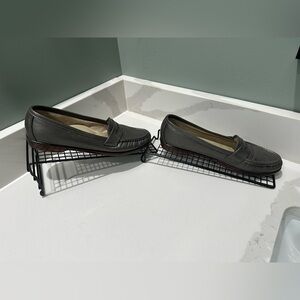 SAS Women's Size 7.5W Pewter Grey Leather Slip-On Loafers with Wedge Penny